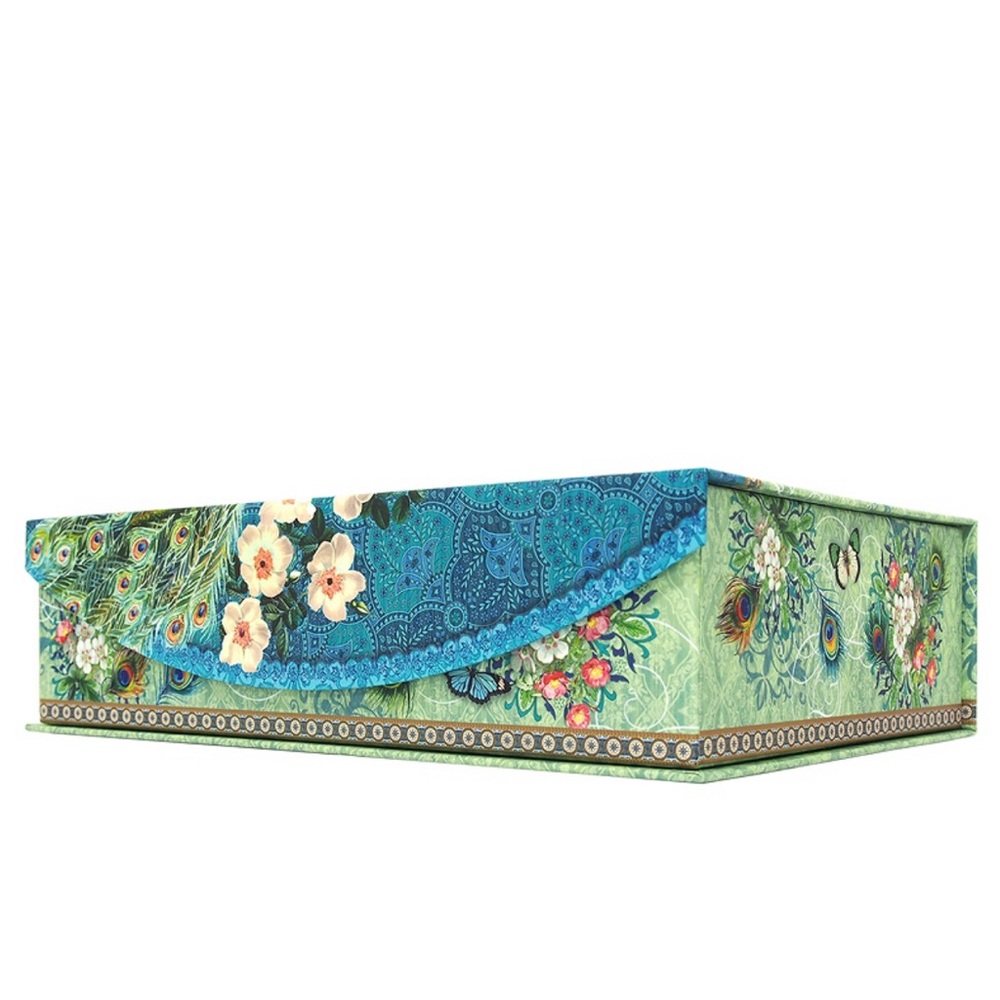 Punch Studio Cherry Blossom Peacock Decorative Flip Top Nesting Box (94811), Lg - Picture 4 of 9